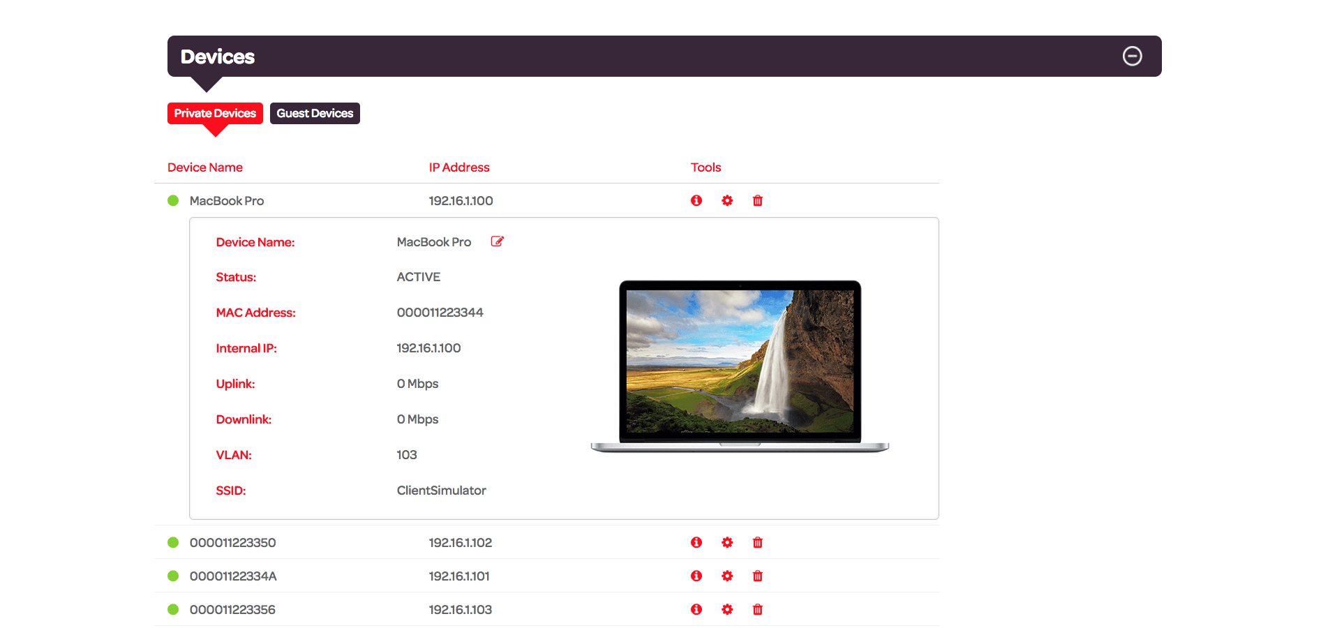 Device Page Information 