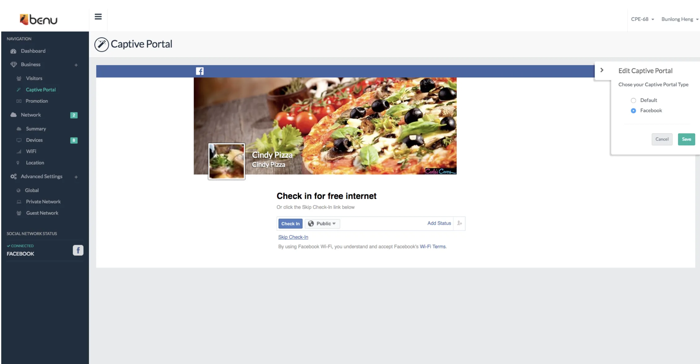 Dashboard with Facebook API Integrate