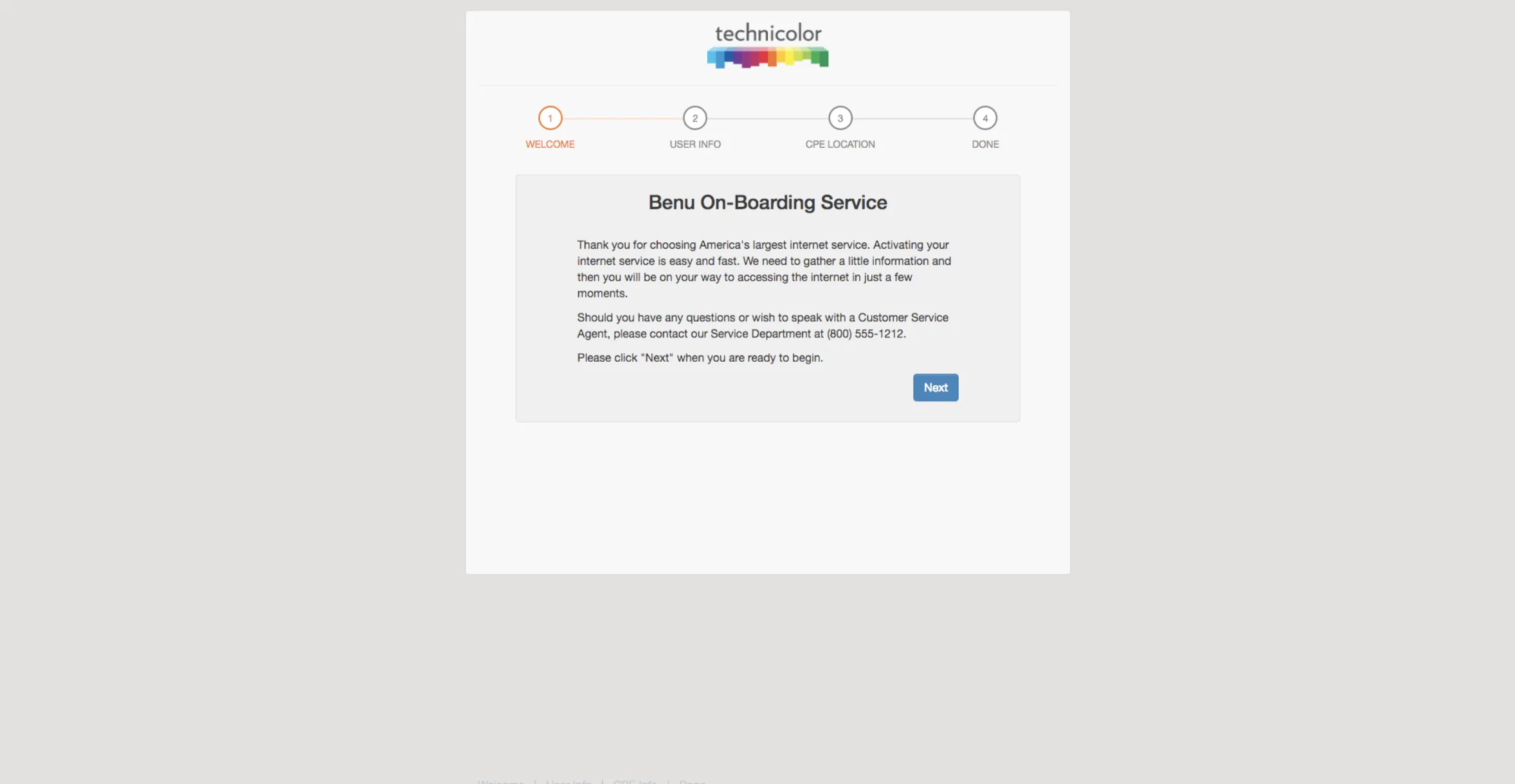 On-boading Page